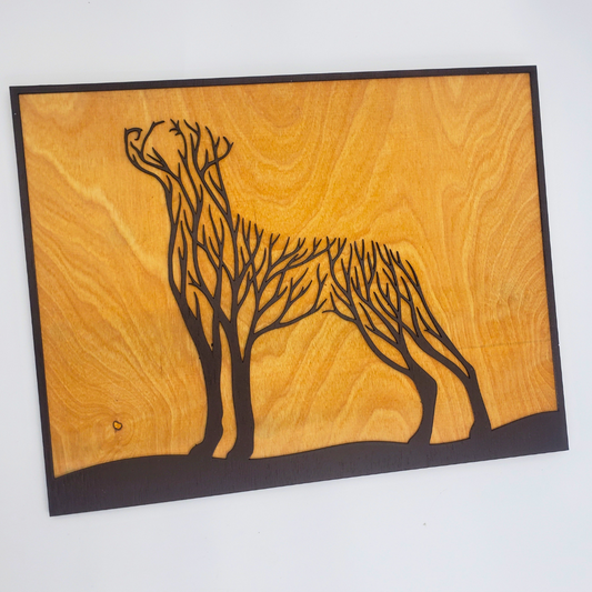 "Man's Best Friend" Laser Cut Wood Art w/ Wood Backing