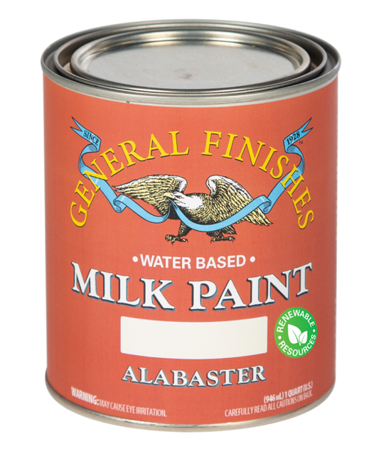 General Finishes Water Based Milk Paint, 1 Quart, Snow White - Water Based  Household Wood Stains 
